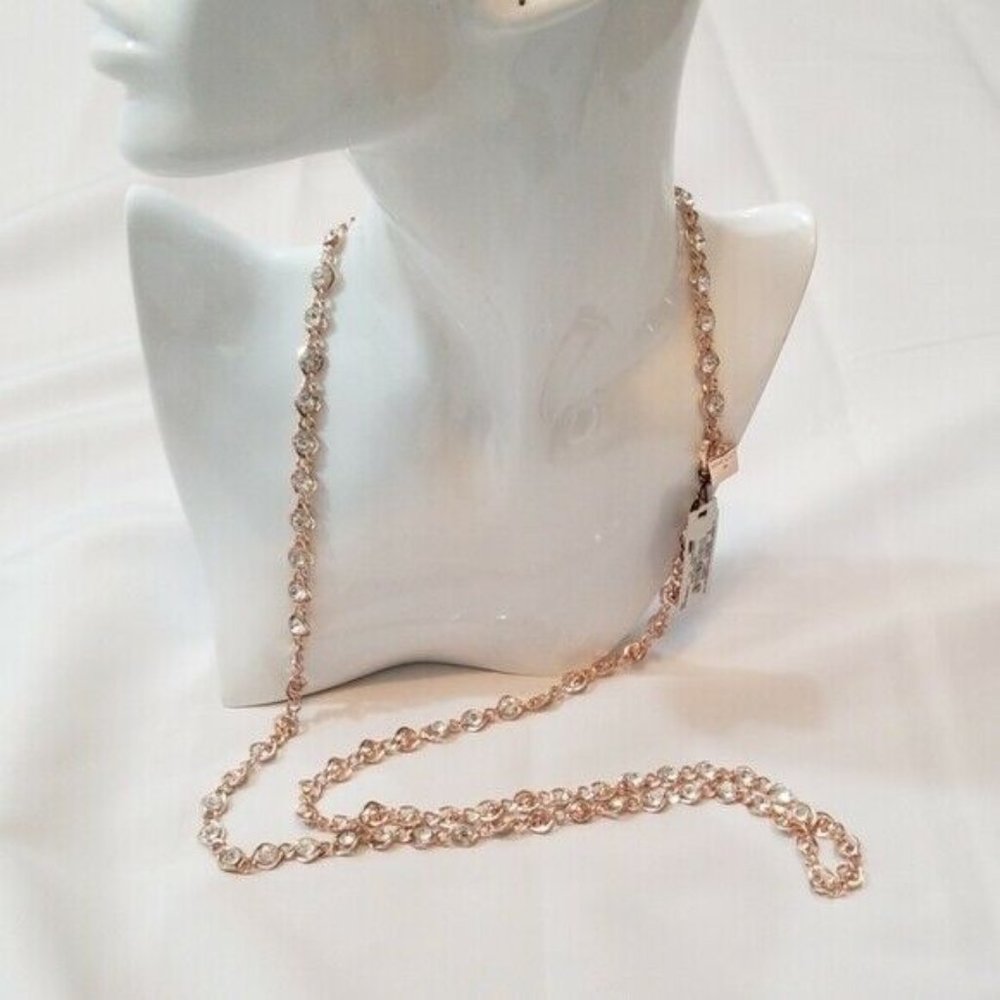 Anne Klein Women's Rose Gold Necklace with Clear S